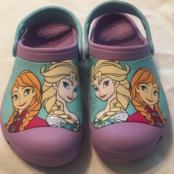 NEW Toddler Girls purple Disney/'s Frozen Anna//Elsa Crocs Clogs